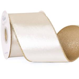 lot 6236 image: Ribbli Ivory Velvet Ribbon Wired 4 Inch Glossy Velvet with Glitter Christmas Ribbon for Christmas Tree Decoration Big Bow Gift Wrapping Crafts Wreaths Supplies - Continuous 10 Yards