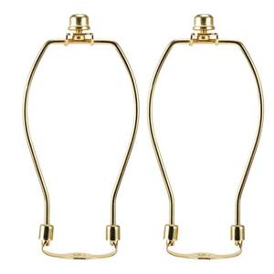 lot 6241 image: 7 Inch Brass Lamp Harp Holder Kits with Finials and Detachable Saddle Bases, Light Duty, Saangseon Set of 2 DIY Lighting Accessories Horn Frame Lamp Shade Brackets
