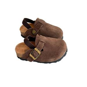 lot 6246 image: Kids Suede Clogs Toddler Clogs Boys Girls Sandals Cork Adjustable Buckle Mules (Coffee, Toddler, 7, Numeric Range, US Footwear Size System, 7.5, Medium)