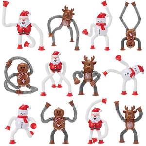 lot 6250 image: VioraWhite 12 Pcs Christmas Pop Tubes Sensory Fidget Toys Bulk, Telescopic Suction Cup Santa Toys Autism Christmas Party Favors Game Prizes Goody Bags Stocking Stuffers Treats for Kids 3 