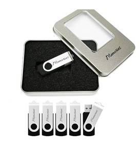lot 6253 image: 32GB Storage USB Flash Drive 3.0 with Tin CaseBox Set of 5 Thumb Drive Package. Flash Drive and Case for Weddings, Memories, Videos Perfect for Professional Photographers (Memories Label)