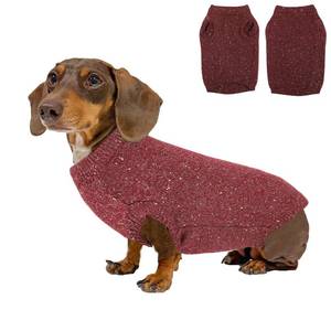 lot 6263 image: Dachshund Sweater,Small Dog Pullover Coat,Cold Weather Thermal Knitted Puppy Jacket, Classic Thick Warm Clothes for Mini Dachshund,Wiener Dog(Red,Large)