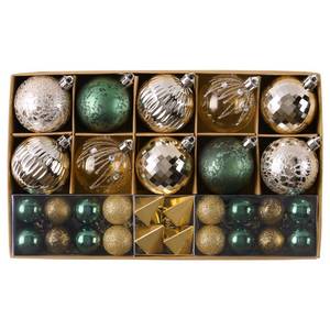 lot 6264 image: DecorbyHannah Christmas Tree Ornaments Set, 50ct Emerald Green Gold Christmas Ornaments for Tree Decorations, Assorted Shatterproof Plastic Hanging Ball Bulk for Xmas Holiday Indoor Party Decor
