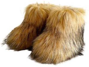 lot 6272 image: Urmycos Girls Winter Faux Fur Ankle Boots Fluffy Furry Flat Snow Boots Brown 2