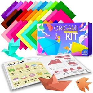 lot 6276 image: Praisebank Origami Paper, 220pcs 17 Colors 6x6 inch, Double Sided, Craft Kit with Guide.