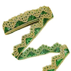 lot 6280 image: PH PandaHall 9.8yard Green Gold Sequin Trim, Beaded Fabric Trim Embellishments Sparkly Upholstery Trim Sewing Supplies Applique Lace for Dress Clothing DIY Craft Curtain Xmas Decoration 1.77 Wide