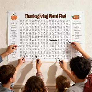 lot 6285 image: XVFQRS Giant Thanksgiving Word Search Poster, Christmas G iant W ord Search Poster �� Marker Pen,Gi ant 36 X 24 Wall Game with 50 Words for Family Holiday Party Activity