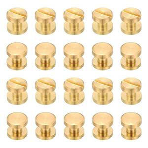 lot 6289 image: PATIKIL Chicago Screws, 20 Sets M4x3mm Brass Polishing Chicago Screw Binding Post Screw Rivets for Leather Belt Scrapbook Photo Albums, Gold