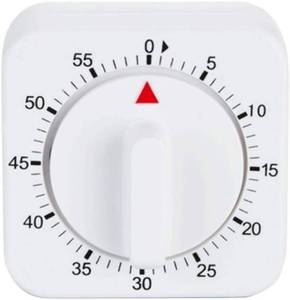 lot 6290 image: White Timer, 60 Minutes Kitchen Cook Square Timer Mechanical Countdown Alarm Clock Reminder, Thermometers and Timers