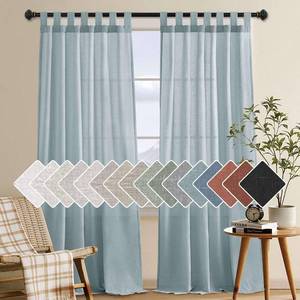 lot 6308 image: H.VERSAILTEX Natural Linen Curtains Linen Textured Semi Sheer Curtain Light Filtering Tab Top Window Treatments Panels Highly Durable Curtain Panels for Bedroom (2 Panels, 52 x 84, Cloud Blue)