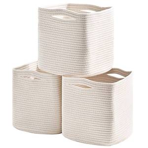 lot 7578 image: Dcerzxzci 11 Inch Cube Storage Bins, 11x11 Cube Storage Bins for Cube Organizer, Square Cloth Storage Cubes, Woven Storage Baskets for Shelves, Toy Rope Baskets Storage Kids, Off White (Pack of 3)
