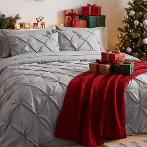 lot 7588 image: Bedsure King Size Comforter Set - Bedding Sets King 7 Pieces, Pintuck Bed in a Bag Grey Bed Set with Comforter, Sheets, Pillowcases & Shams