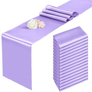 lot 7602 image: 15 Pack Light Purple Satin Table Runners 12 x 108 Inch Long Table Runners for Rectangle Round Tables,Smooth Satin Table Runner for Wedding,Birthday Party Banquets Graduation Engagements Decoration
