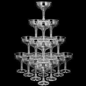 lot 7605 image: Zopeal 50 Pcs Champagne Glasses 5 oz Unbreakable Plastic Martini Glasses Disposable Wine Cups Stackable Stemmed Champagne Coupe Shatterproof Party Stem Cups for Wedding Birthday Bar (Clear)