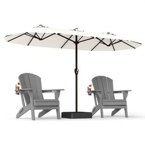 lot 7617 image: PatioKingdom 15FT Large Patio Umbrella with Base, Double Sided Rectangular Outdoor Umbrella with Sturdy Fiberglass Ribs, Market Umbrella for Pool,Garden,Backyard,Deck (Creamy-white, 15FT)