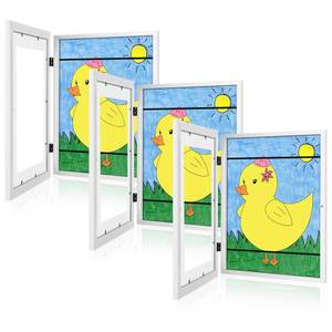 lot 7619 image: 3 Pack Kids Art Frames, 10x12.5 Front Opening Kids Artwork Frames Changeable, Displays 8.5x11 With Mat and 10x12.5 Without Mat, Holds 50 Pcs, for 3D Picture, Crafts, Hanging Art, Portfolio Storage