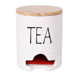 lot 7627 image: Farmhouse Tea Bag Holder with Lid, Ceramic Tea Bag Caddy Dispenser for Countertop,Tea Bag Organizer Storage Container Tea Bag Chest for Beverage Supplies (White)