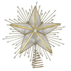 lot 8297 image: Kurt Adler 10-Inch 5-Point Capiz Star Treetop with Rays and Beads