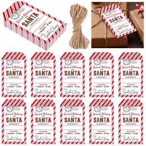 lot 8305 image: Fullhawl 80 Pcs Christmas Gift Tags from Santa with Twine Paper North Pole Christmas Presents Name Tags Labels for Xmas Gift Bags Wrapping Party Favors Labels Presents Cookie Boxes Decor