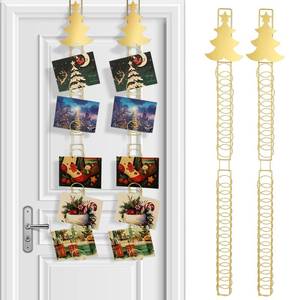 lot 8308 image: Fullhawl Christmas Card Holder with Over Door Hooks 23.62 Inches Christmas Metal Hanging Picture Display Decorative Wall Photo Display for Window Xmas Tree Decorations Ornament