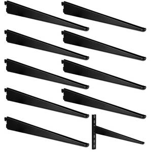 lot 8312 image: Yalikop 10 Pack Adjustable Shelf Brackets for Double Track System Closet Organization Heavy Duty Wire Shelf Brackets (Black,11.5 Inch)