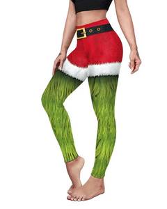 lot 8324 image: color cosplayer Green Christmas Leggings for Women Girls High Waist Printed Yoga Pants Holiday Tights Costume Plus Size