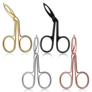 lot 8336 image: 4 Pieces Eyebrow Tweezers Scissor Handle Flat Straight Tip Brow Scissors Remover Slanted Tip Facial Hair Eyebrows Stainless Steel Eyebrow Facial Remover Brow Tweezers for Women Men