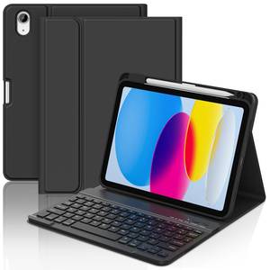 lot 8343 image: Keyboard Case for iPad 1110th Gen 1110.9 inch 2025 A162022, Detachable Wireless Bluetooth Case with Keyboard Built-in Right Side Pencil Holder, Auto WakeSleep for iPad A16 KeyboardCase (Black)