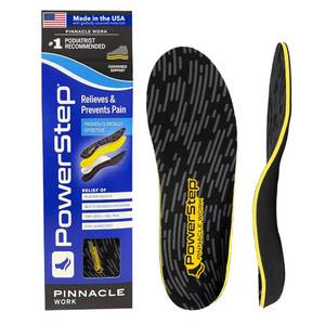 lot 8357 image: PowerStep Pinnacle Work Insoles, Work Boot Arch Support, Plantar Fasciitis Relief, Pronation, Arch Support Orthotic for Men and Women, Made in The USA (Mens 6-6.5  Womens 8-8.5)