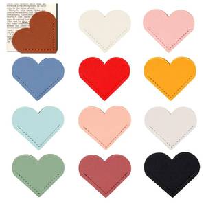 lot 8359 image: AMDBHC 12 Pcs Bookmark Cute Bookmarks Leather Heart Book Marks for Women Men Kids Book Lovers Page Markers for Reading Teacher Students Appreciation Gifts School Office Supplies, 12 Colors