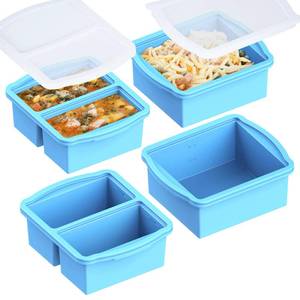lot 8363 image: ZIP STANDING Silicone Freezer Trays with Lids, Set of 4 - with 1cup and 2 cup Silicone Freezer Molds for freezing soups, sauces and individual microwave safe