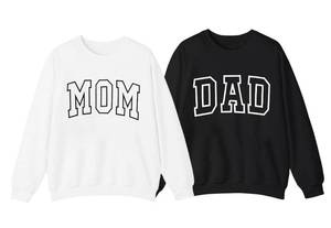 lot 8368 image: ASTANFY Mom Sweatshirt Dad Sweatshirt Mom And Dad Shirts Parents Outfits Pregnancy Gifts Fall Crewneck Sweatshirts (Only Dad)