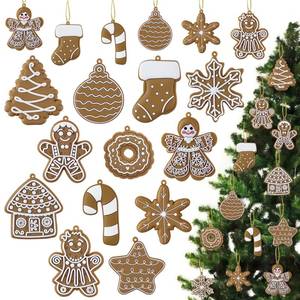 lot 8369 image: 12pcs Christmas Gingerbread Cookie Ornaments, Assorted Gingerbread Figurines Decorations with Gingerbreads House Snowflake Ornaments for Xmas Tree Winter Crafts Holiday Home Party Decor Indoor