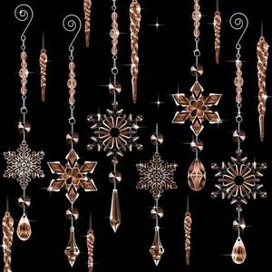 lot 8393 image: Giegxin 32 Pcs Crystal Christmas Ornaments Crystal Hanging Snowflakes Acrylic Xmas Tree Icicle Drop Decorations with Hooks for Christmas Snow Party Winter(Champagne)