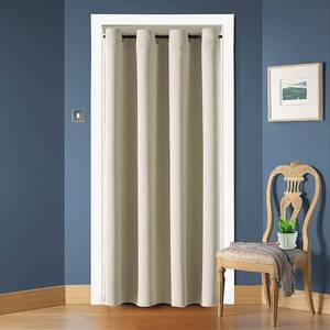 lot 8395 image: ChrisDowa Blackout Door Curtains for Doorway Privacy, Grommet Closet Curtains for Bedroom Closet Door, Thermal Insulated Temporary Doorway Cover Room Divider Drapes (1 Panel, Beige, 34 x 80 Inch)