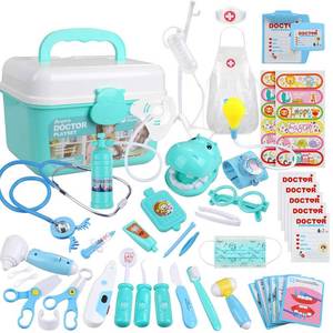 lot 8398 image: Anpro 46Pcs Medical Toy Kids Doctor Pretend Play Kit, Pretend Play Set with Stethoscope for Kids Doctor Role Costume Dress-Up, Birthday Gifts
