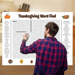 lot 8409 image: TREELYWOOD Jumbo Thanksgiving Word Search Poster �� Giant 31.5x20 Wall Game, Poster-Size Word Search, Giant Thanksgiving Activity Posters for Families (thanksgiving)
