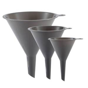 lot 8411 image: Plastic Kitchen Funnel Set of 3, Round Kitchen Funnels for Filling Bottles, Durable and Multifunctional Funnels for Filling Canning, Cooking, Lab or Car Oil (Gray)