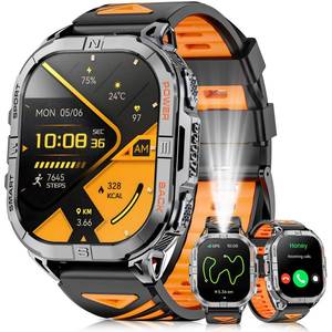 lot 8412 image: Joautrial Military Smart Watch for Men Built-in GPS with LED Flashlight Compass, 2.13 AMOLED Tactical Smart Watches with AnswerMake Calls, 3ATM Waterproof Fitness Tracker for iPhone Android (Black)