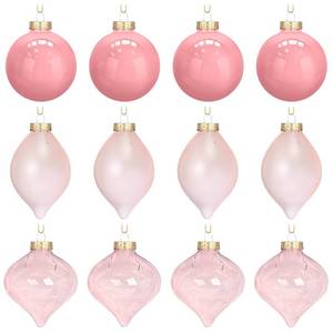 lot 9449 image: Zomiboo 12 Pcs Vintage Pink Glass Christmas Ball Ornaments Set 3.15 Hanging Shatterproof Glass Bulbs for Christmas Tree Baubles Bulk for Holiday Xmas Tree Decorations Gifts