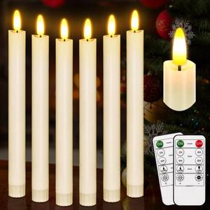 lot 10279 image: Flameless Taper Candles with Remote, 500H Battery Operated Tapers Candle, Led Flickering Flameless Candlesticks Classic Tall Taper Candles for Christmas Home, Wedding, Party, 9.8 inches (Ivory)