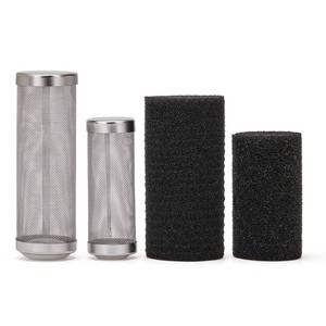 lot 10284 image: XCRUI 2 Pcs 12mm16mm Stainless Steel Aquarium Filter Intake Guard Mesh Cover,Fish Tank Filter Guard with 2PCS Filter Sponge for Breeding Fish Shrimp Tank
