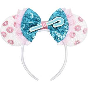 lot 10286 image: Mouse Ears Headband, Shepherdess Bo Mouse Ears for Women Girls, Pink & Sky Blue Sparkly Park ears for Theme parks, outings, parties, birthday parties, Cosplay