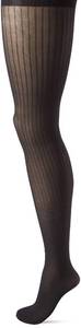 lot 10291 image: Hanes Script Womens Fashion Pinstripe Compression Tights for Leg Support, Control Top, Sheer Toe, Black, Size Medium (Pack of 1)