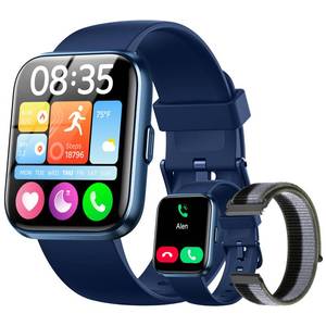lot 10292 image: Smart Watches for Women Men, 1.85 Screen Smartwatch Compatible iPhone Android Phone AnswerMake Call, 247 SpO2 Sleep Heart Rate Monitor,3ATM Waterproof, Fitness Traker 120Sport ( 2 Bands Included)