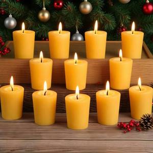 lot 10297 image: 24 Pack Votive Candles 100% Beeswax Votive Candles Bulk 13-14 Hours Burn Time Smokeless Bees Wax Votive Candle Unscented Bees Wax Candles for Home Decor