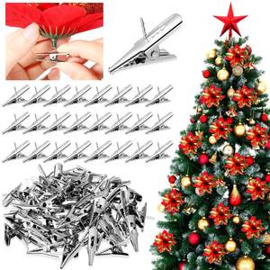 lot 10306 image: 100 Pcs Christmas Tree Ornament Clips Ball Flower Decoration Clip Iron Metal Alligator Spring Clamps Test Line Crocodile Craft Baubles Hooks Hanger for Xmas Decorations 1.18 Inch