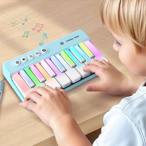lot 10316 image: iPlay, iLearn Kids Mini Piano Toy WRainbow Lights, Toddler Pocket Travel Piano Keyboard for 1-3, Portable Musical Instrument Toys, Music Interactive Birthday Gift 2 4 5 6 Year Old Boy Girl Child-Blue