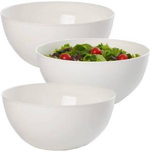 lot 11595 image: US Acrylic Vista White Plastic Salad and Serving 10-inch Bowls  set of 3  Reusable, BPA-free, Made in the USA  135 oz. capacity