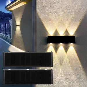 lot 11596 image: Mrzxy Solar Lights Outdoor Aluminum 3000K Warm White Solar Wall Lights Outdoor Waterproof Up and Down Sconce Dusk to Dawn for Sign, Yard, Outside, Fence